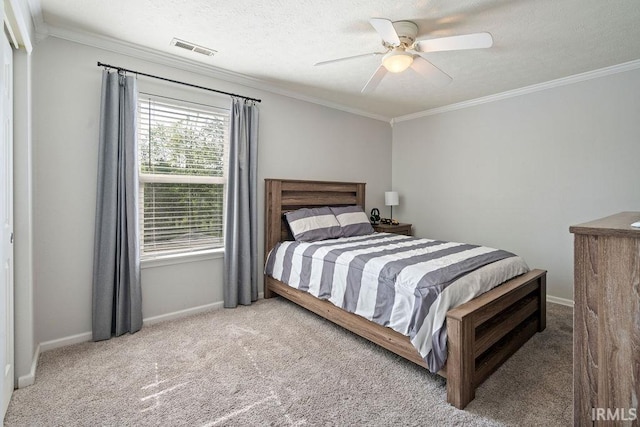3154 Sand Walk Dr, Kokomo, IN 46902 - carpeted bedroom with crown molding, baseboards, and ceiling fan