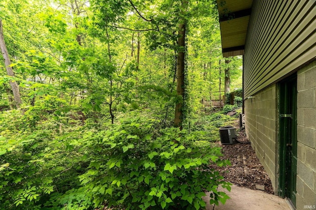 view of yard featuring central air condition unit