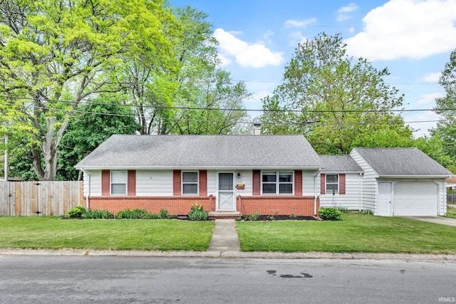 1500 El Prado St, Lafayette, IN 47905 - ranch-style house with an attached garage, brick siding, driveway, and a chimney