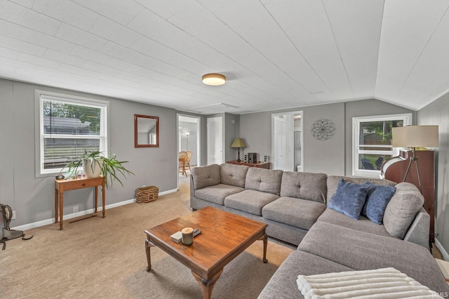 1500 El Prado St, Lafayette, IN 47905 - living room featuring light colored carpet and vaulted ceiling