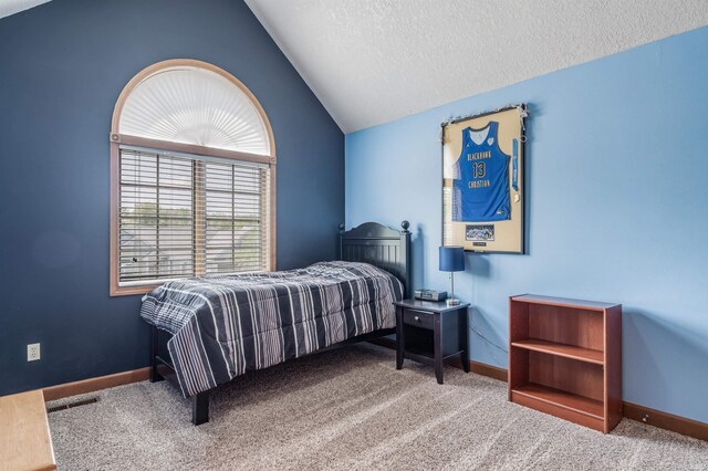 9725 Sea View Cv, Fort Wayne, IN 46835 - carpeted bedroom featuring lofted ceiling, baseboards, and a textured ceiling