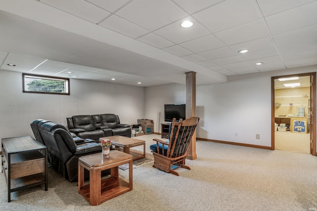 9725 Sea View Cv, Fort Wayne, IN 46835 - living area featuring a drop ceiling, carpet floors, baseboards, and recessed lighting