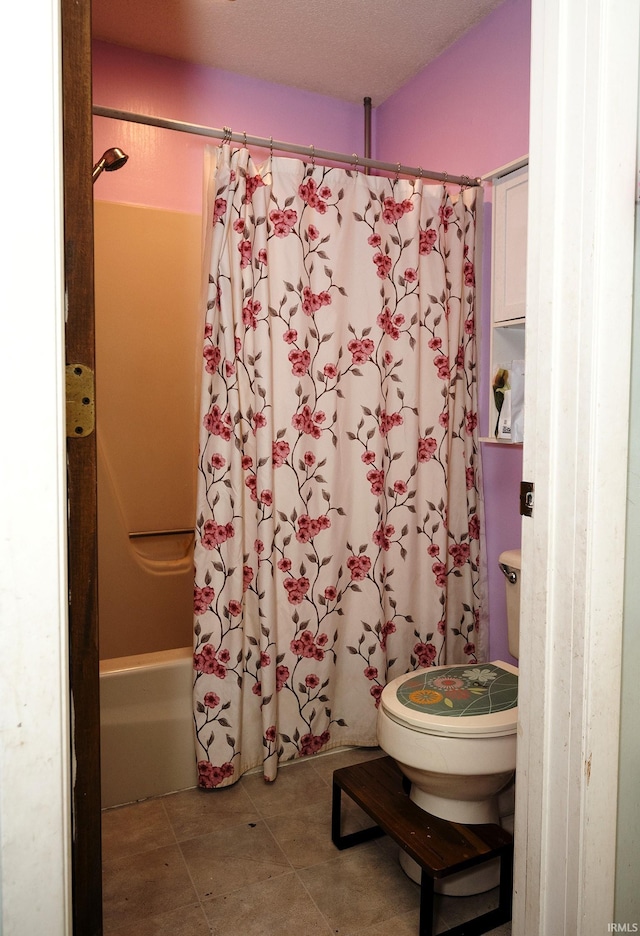 2113 W Christy Ln, Muncie, IN 47304 - full bathroom with tile patterned flooring and shower / bath combo with shower curtain