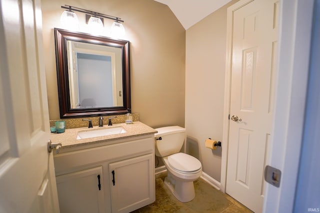2027 Wesmar Ct, Kokomo, IN 46902 - half bath featuring toilet, vanity, and lofted ceiling