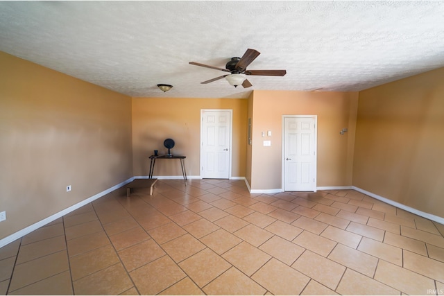 2027 Wesmar Ct, Kokomo, IN 46902 - unfurnished room with ceiling fan, a textured ceiling, baseboards, and light tile patterned flooring
