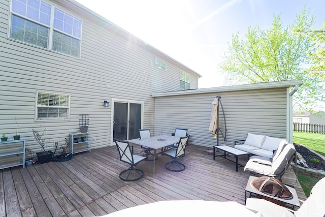 2027 Wesmar Ct, Kokomo, IN 46902 - wooden terrace with an outdoor living space with a fire pit and outdoor dining space