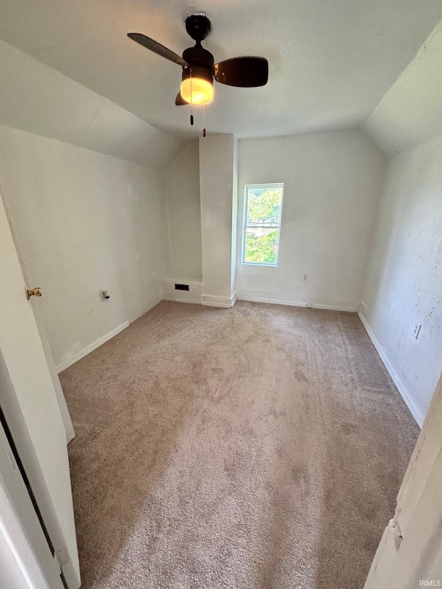 721 S Hackley St, Muncie, IN 47302 - bonus room featuring vaulted ceiling, light carpet, baseboards, and ceiling fan