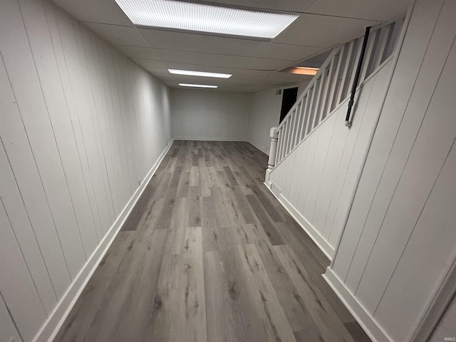 3534 Oakcrest Dr, South Bend, IN 46615 - hall featuring wood finished floors, a drop ceiling, and stairs