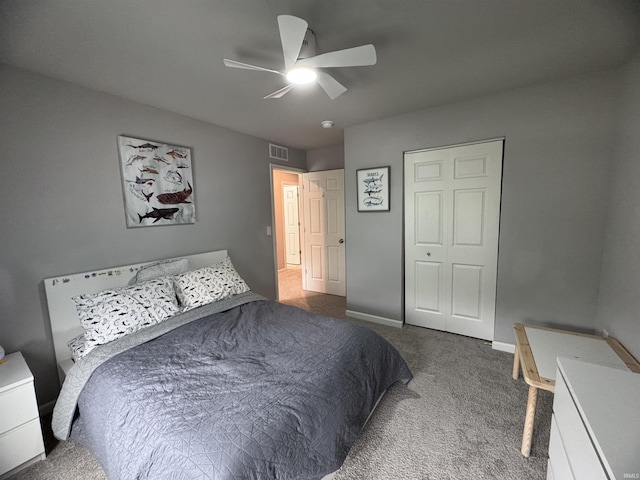 716 Gentry Ln, New Carlisle, IN 46552 - bedroom with carpet, baseboards, and a ceiling fan