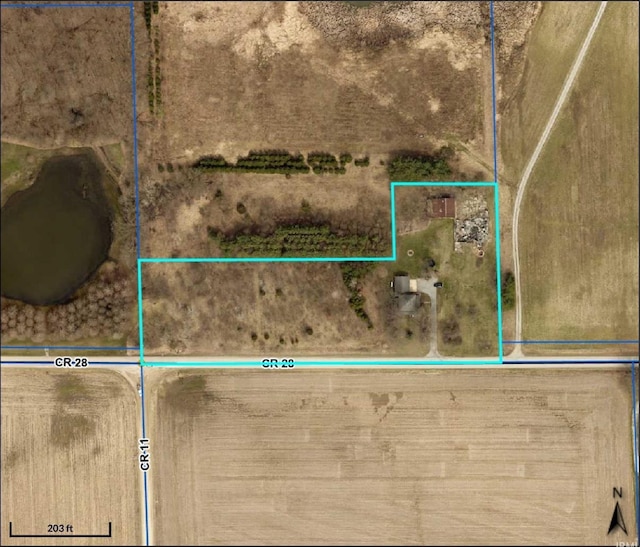 1239 County Road 28th Rd, Corunna, IN 46730 - map of property location with property boundaries highlighted