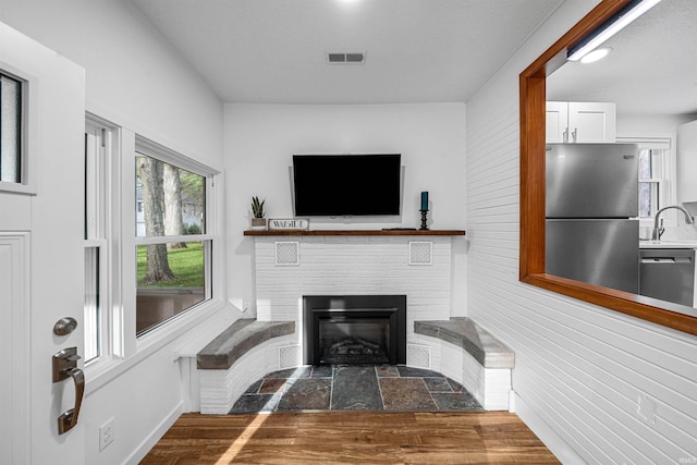 3 Ems T20 Ln, Leesburg, IN 46538 - living area featuring a fireplace and wood finished floors