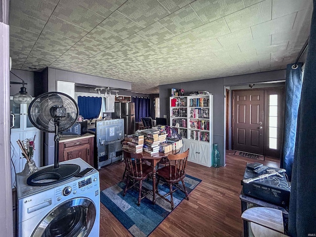 315 W Butcher St, Geneva, IN 46740 - dining room with washer / dryer, wood finished floors, and an office area