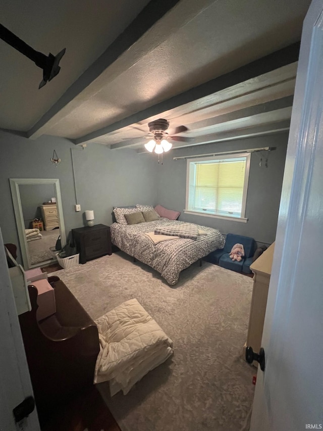 1206 King St, Lafayette, IN 47905 - carpeted bedroom featuring beamed ceiling and a ceiling fan