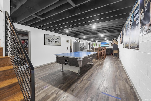 1376 N Hayland Dr, Jasper, IN 47546 - game room featuring dark wood-type flooring and bar