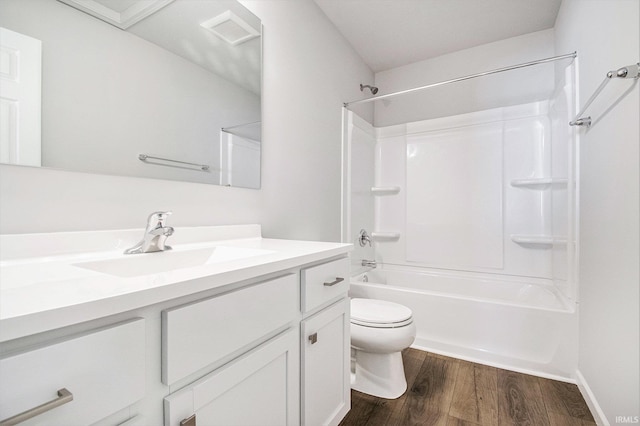 2170 Miami Trl, Huntington, IN 46750 - bathroom featuring wood finished floors, toilet, vanity, and  shower combination