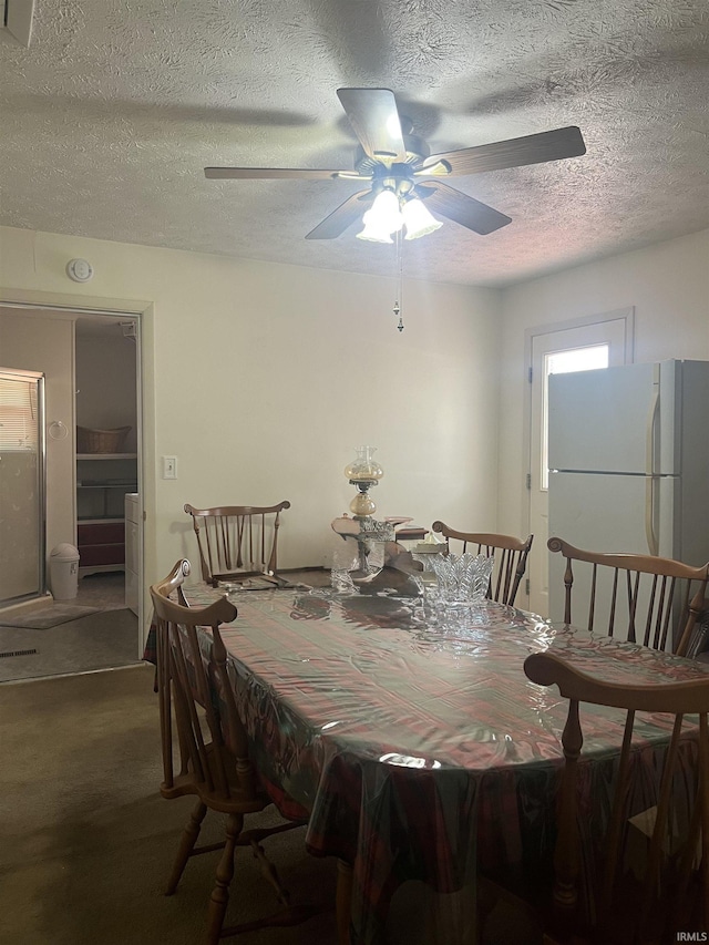 509 E Vincennes St, Orleans, IN 47452 - dining room with a textured ceiling and ceiling fan