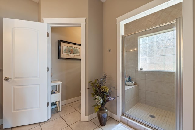135 Ems D13 Ln, Syracuse, IN 46567 - full bath featuring a shower stall, tile patterned floors, and baseboards