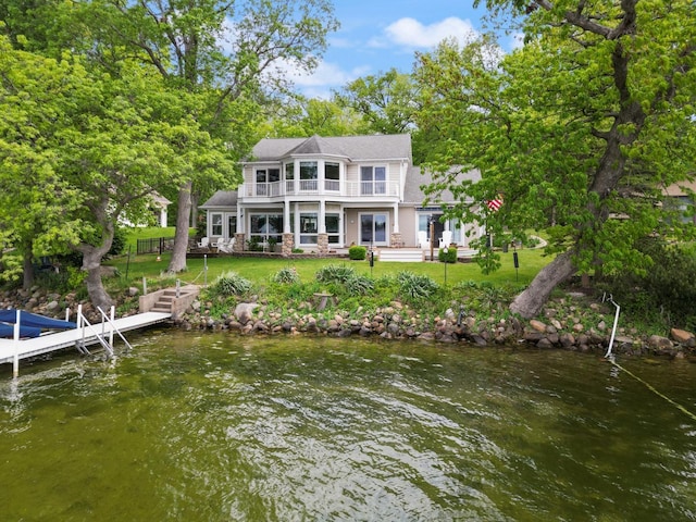 135 Ems D13 Ln, Syracuse, IN 46567 - rear view of house featuring a balcony and a water view