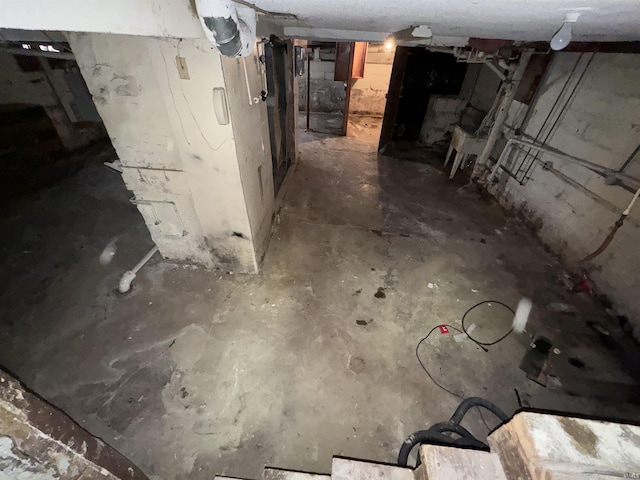 view of unfinished basement