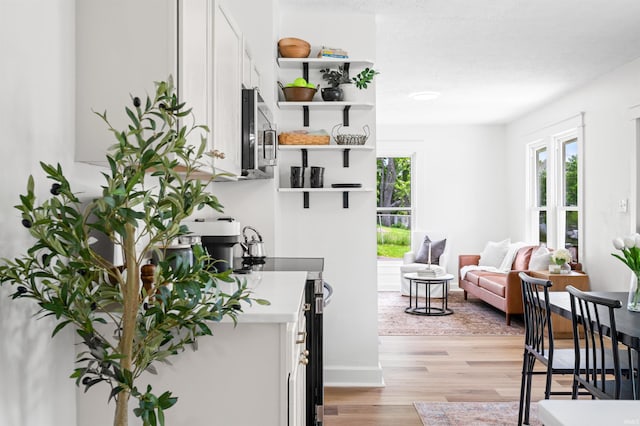 interior space with light wood-type flooring and baseboards