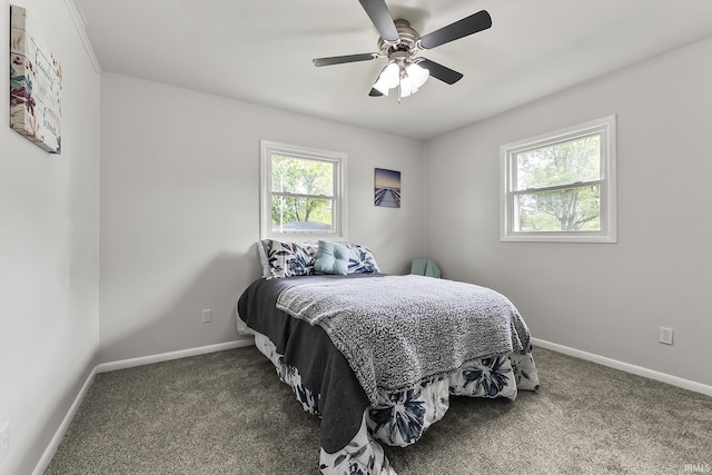 8020 Marston Dr, Fort Wayne, IN 46835 - bedroom with carpet flooring, baseboards, and a ceiling fan