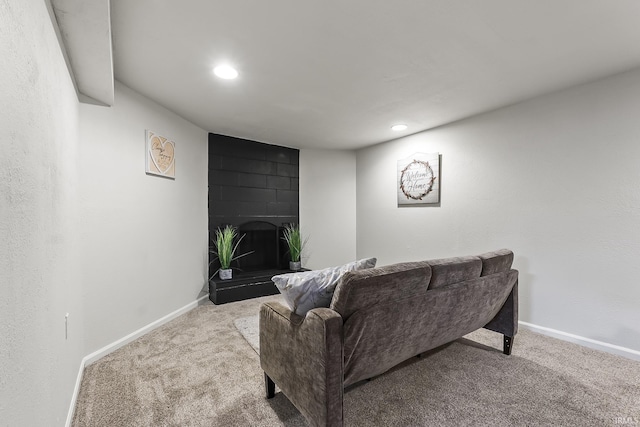 8020 Marston Dr, Fort Wayne, IN 46835 - living area with a fireplace, carpet, baseboards, and recessed lighting