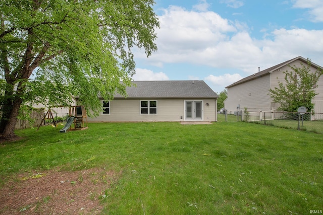 4335 Hadley Ct, West Lafayette, IN 47906 - rear view of property with a playground and french doors