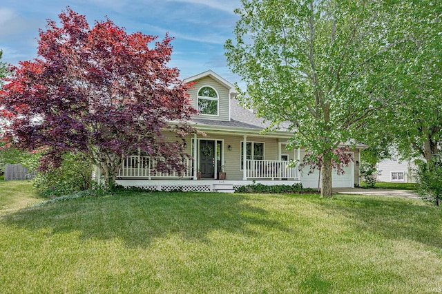 845 N Timberline Cir E, Warsaw, IN 46582 - view of front of house with a porch, a garage, concrete driveway, and a front yard