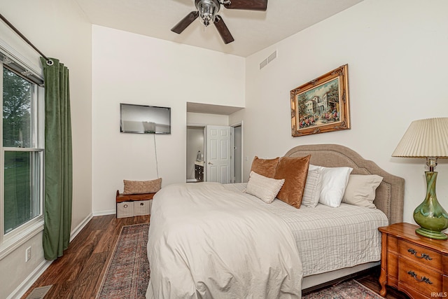 845 N Timberline Cir E, Warsaw, IN 46582 - bedroom featuring wood finished floors, baseboards, and ceiling fan