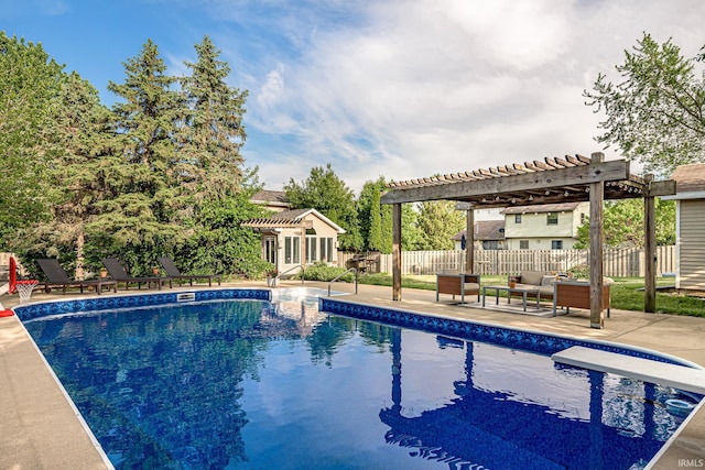 845 N Timberline Cir E, Warsaw, IN 46582 - view of pool with a pergola, a patio, an outbuilding, an exterior structure, and an outdoor living space