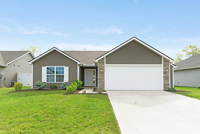 7696 Lila Way, Fort Wayne, IN 46835 - single story home featuring a garage, stone siding, and driveway
