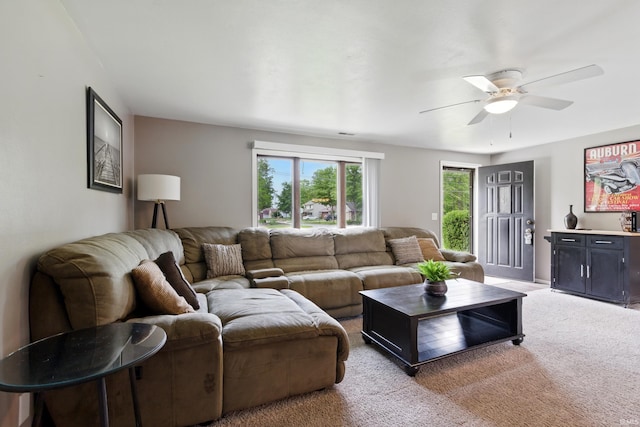 7205 Eby Rd, Fort Wayne, IN 46835 - living room featuring ceiling fan and light colored carpet