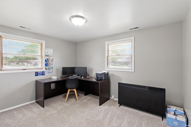 7205 Eby Rd, Fort Wayne, IN 46835 - home office with healthy amount of natural light, light carpet, and baseboards