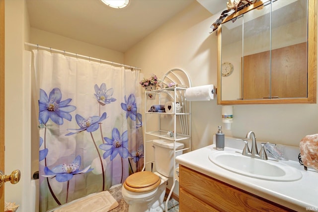 7373 Locust Lake Rd, Spencer, IN 47460 - full bath featuring vanity, toilet, and curtained shower