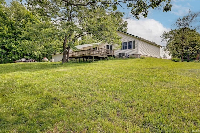 7373 Locust Lake Rd, Spencer, IN 47460 - view of grassy yard with a wooden deck