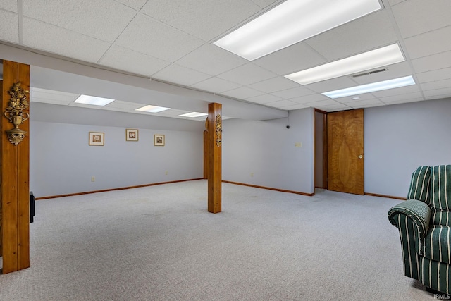 608 Fieldstone Ln, Middlebury, IN 46540 - finished basement featuring carpet flooring, baseboards, and a paneled ceiling