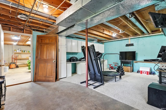 view of unfinished basement