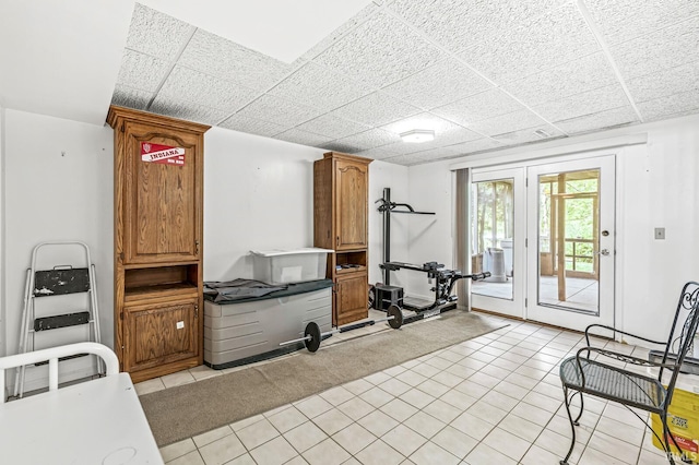 3455 Bridgetown Rd, Bristol, IN 46507 - workout area with a drop ceiling and light tile patterned floors