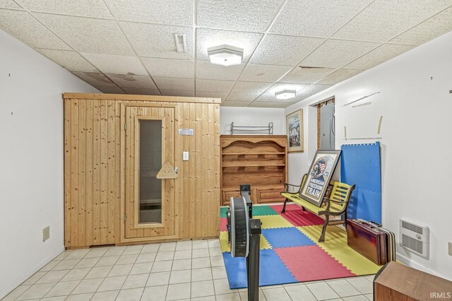 3455 Bridgetown Rd, Bristol, IN 46507 - recreation room featuring a paneled ceiling and heating unit