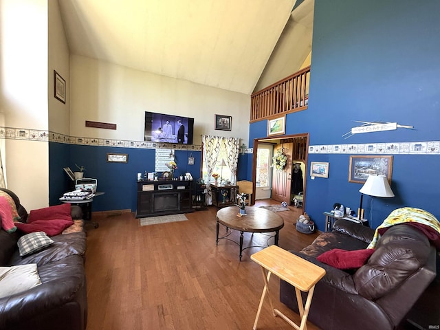 2855 N 525 W, Crawfordsville, IN 47933 - living room featuring wood finished floors and high vaulted ceiling
