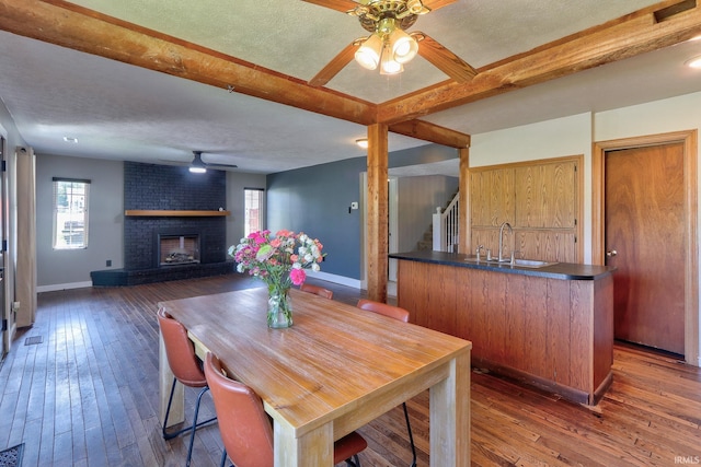 120 W Williams St, Chandler, IN 47610 - dining area featuring ceiling fan, baseboards, plenty of natural light, stairs, and beamed ceiling