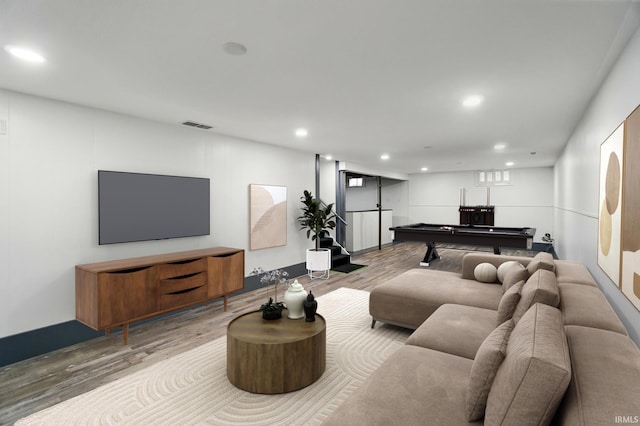 3560 Sandpoint Rd, Fort Wayne, IN 46809 - living room featuring wood finished floors, billiards table, and recessed lighting