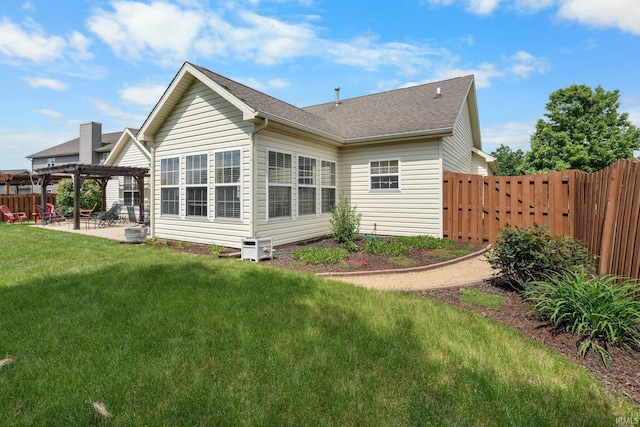 3934 Rushgrove Dr, Lafayette, IN 47909 - rear view of house with a pergola, a patio, and roof with shingles