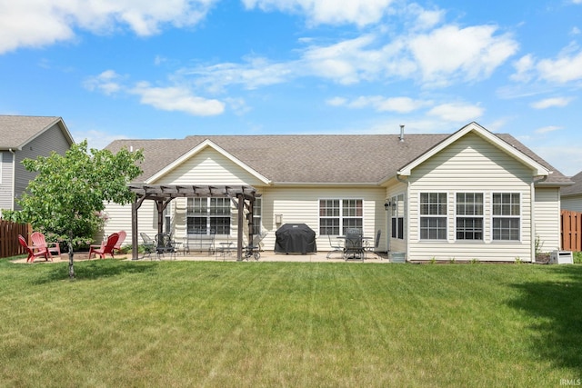 3934 Rushgrove Dr, Lafayette, IN 47909 - back of house with a pergola, roof with shingles, a patio area, and an outdoor fire pit