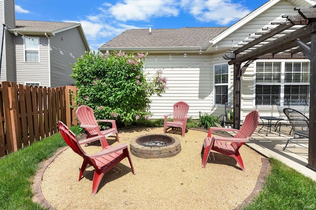 3934 Rushgrove Dr, Lafayette, IN 47909 - view of patio with an outdoor fire pit and a pergola
