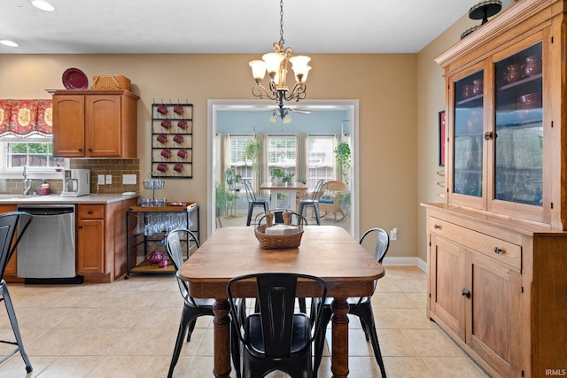 3934 Rushgrove Dr, Lafayette, IN 47909 - dining room with a chandelier, light tile patterned floors, and recessed lighting