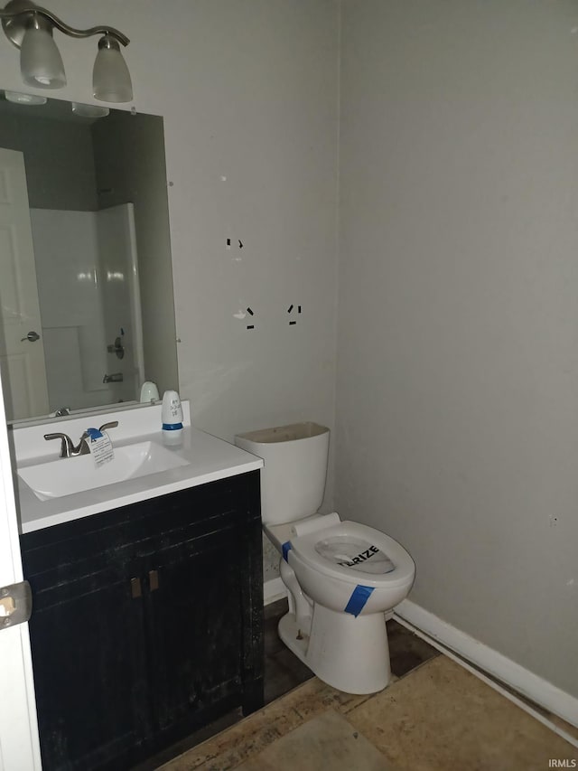 4020 N Fourth Ave, Evansville, IN 47711 - bathroom featuring vanity, baseboards, and toilet