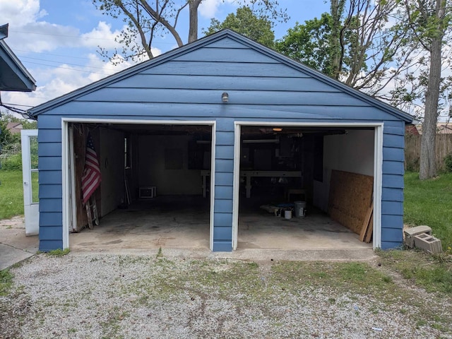 view of detached garage