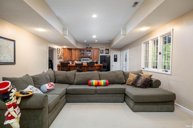 9838 Gulfstream Ct, Fishers, IN 46037 - living room with recessed lighting, light colored carpet, and baseboards