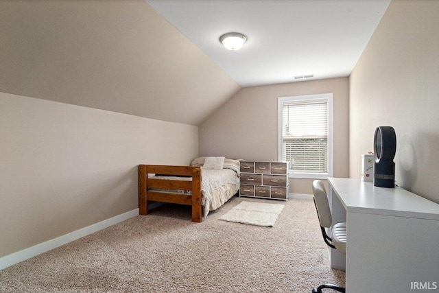 3102 Paradise Cir, Newburgh, IN 47630 - bedroom featuring light carpet, baseboards, and lofted ceiling